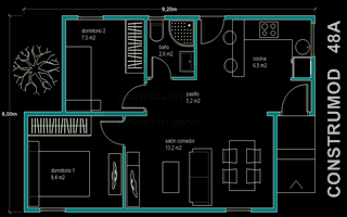 Ampliar plano casa moderna 48 m2 A